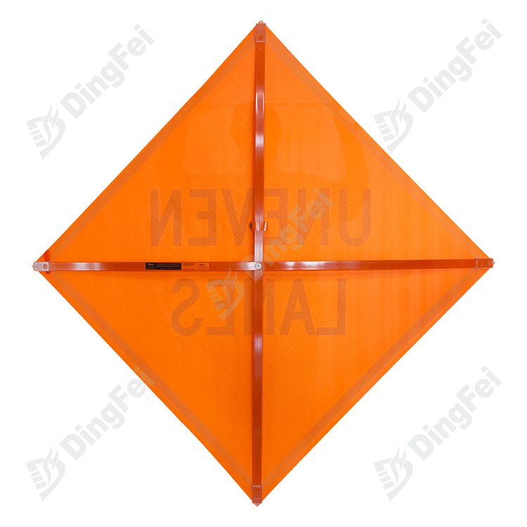 Uneven Lanes Road Work Area Reflective Roll Up Message Signs - 