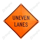 Roll Up Sign & Stand - Uneven Lanes Road Work Area Reflective Roll Up Message Signs