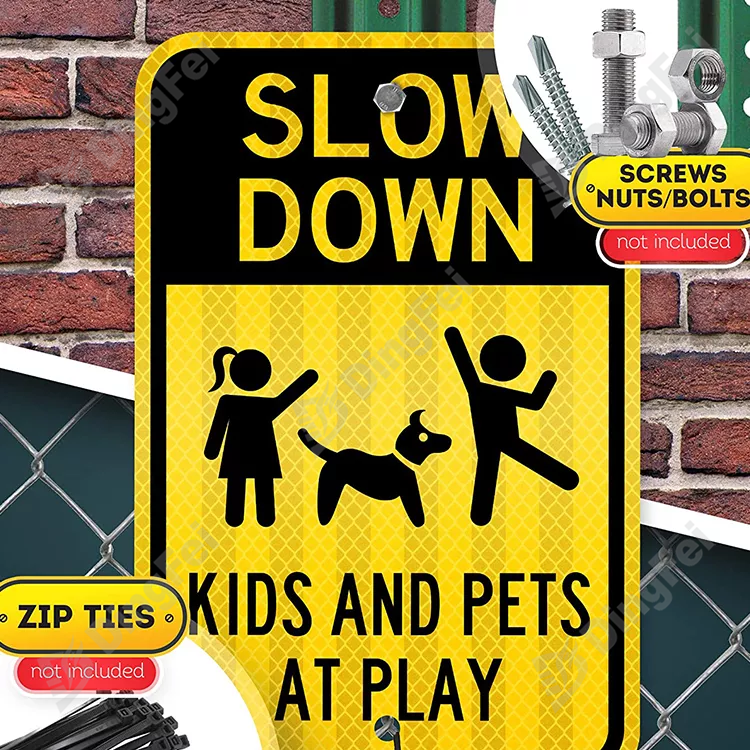 Slow Down Kids At Play Reflective Aluminum Street Warning Sign